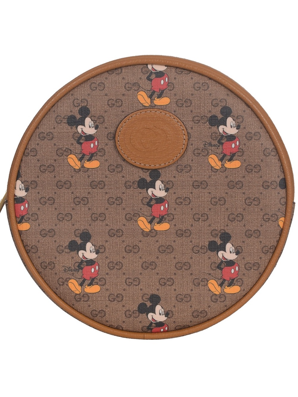 ♥️Gucci Brown Mickey Mouse GG Round Crossbody Bag with Tan Trim♥️
